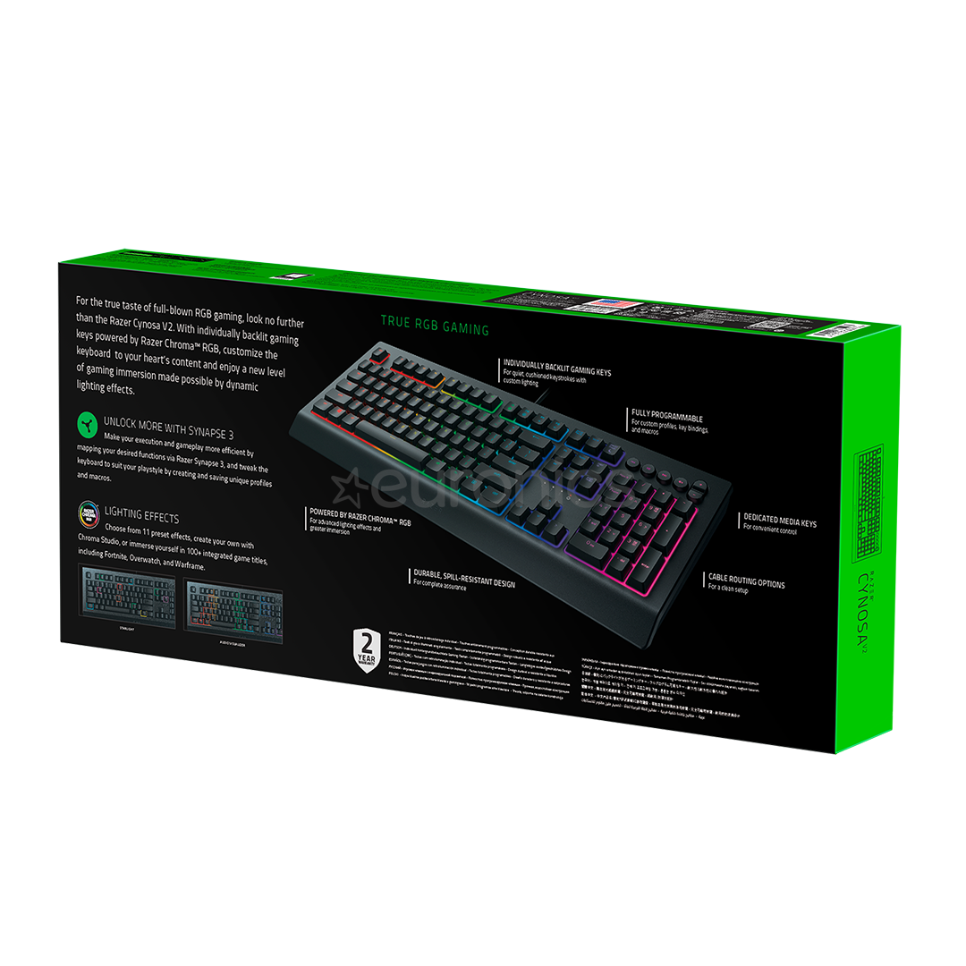 Razer Cynosa V2, RUS, must, RGB - Klaviatuur