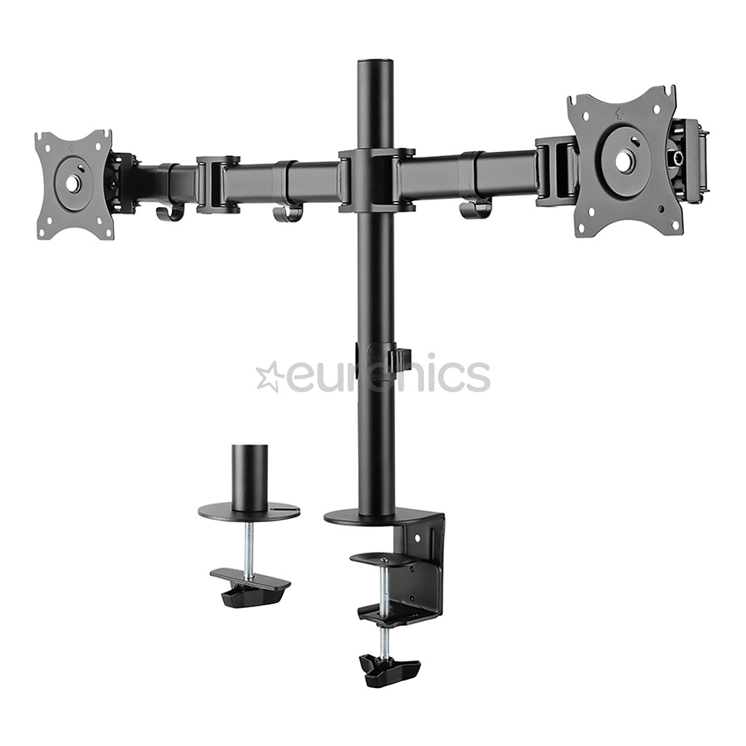 Deltaco Dual, 13''-27'', 8 kg, 2 monitori, must - Monitori lauakinnitus