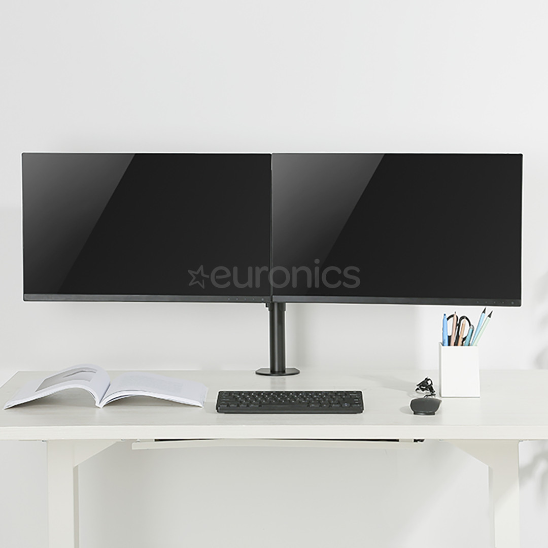 Deltaco Dual, 13''-27'', 8 kg, 2 monitori, must - Monitori lauakinnitus