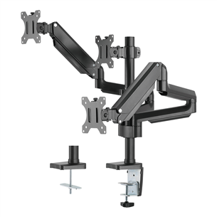 Deltaco Triple Gas Spring, 17''-27'', 7 kg, 3 monitors, black - Monitor Desk Mount