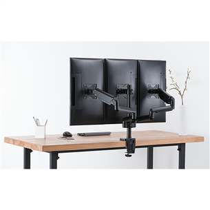 Deltaco Triple Gas Spring, 17''-27'', 7 kg, 3 monitors, black - Monitor Desk Mount