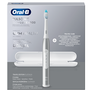 Braun Oral-B Pulsonic Slim Luxe 4500, футляр, белый/серебристый - Электрическая зубная щетка