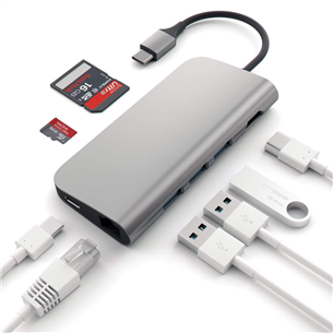 Satechi, Multi-port 4K и Ethernet, USB-C, серый - Хаб