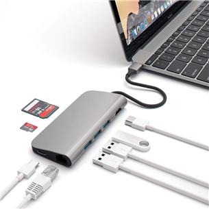 Satechi, Multi-port 4K and Ethernet, USB-C, gray - Hub