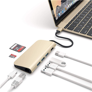 Satechi Multi-port 4K and Ethernet, USB-C, gold - Hub