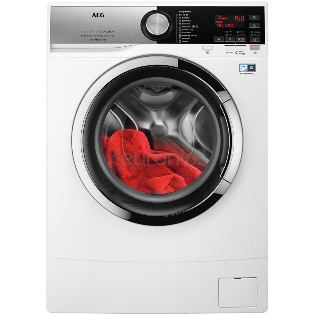 AEG 7 kg, sügavus 44,3 cm, 1200 p/m - Eestlaetav pesumasin