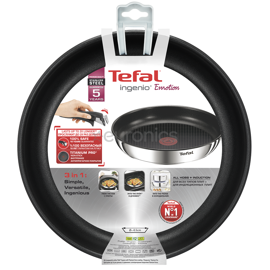 Tefal Ingenio Emotion 28 cm, roostevaba teras - Praepann