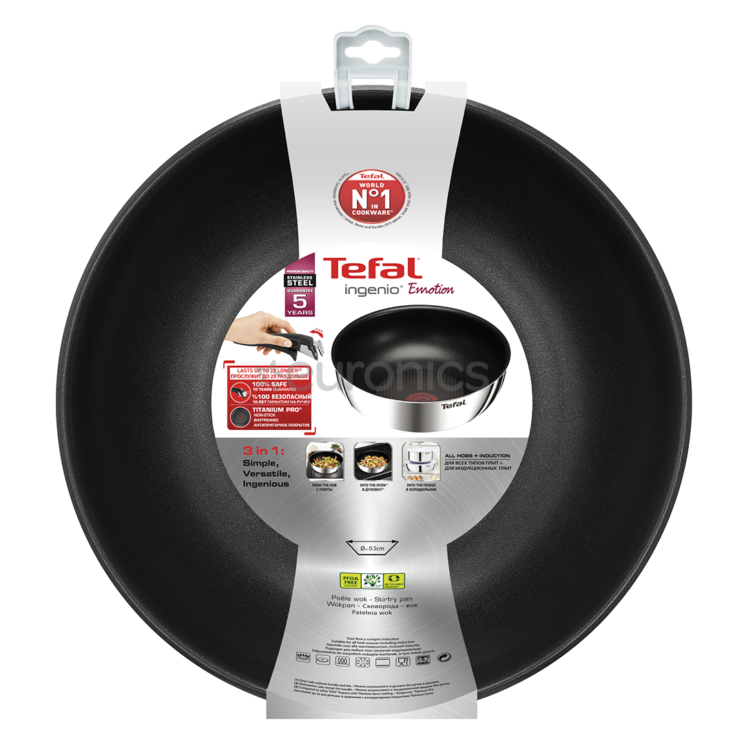 Tefal Ingenio Emotion, диаметр 26 см, черный/нерж. сталь - Вок-сковорода