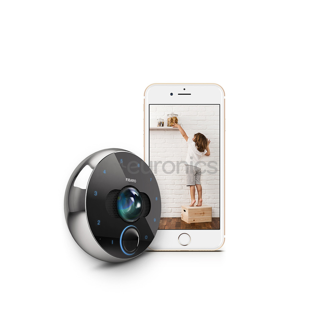 Fibaro Intercom, 4 Mpx, BT, WiFi, LAN, must - Nutikas uksekell kaameraga
