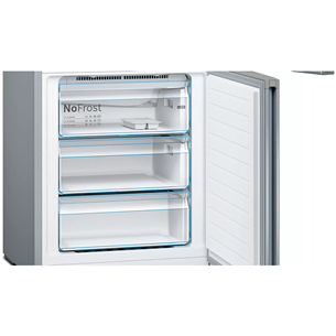 Bosch Serie 4, NoFrost, height 203 cm, 438 L, inox- Refrigerator