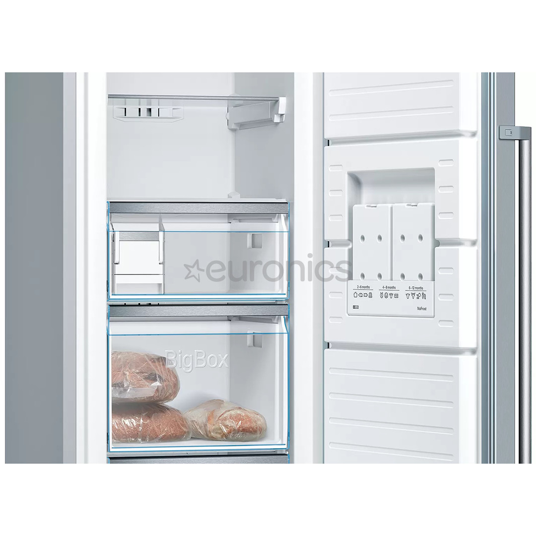 Bosch, NoFrost, jäämasin, 242 L, kõrgus 186 cm, roostevaba teras - Sügavkülmik