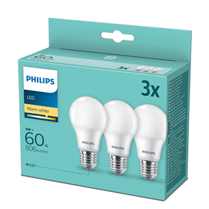 3 x LED lamp Philips (E27, 60W)