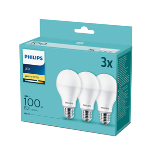 3 светодиодные лампы Philips  (E27, 100 Вт)