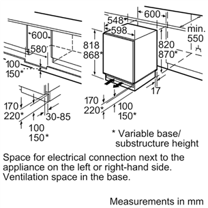 Bosch, 123 L, kõrgus 82 cm - Integreeritav külmik