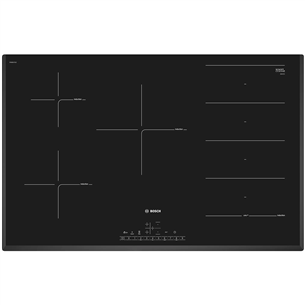 Bosch, 4 cooking zones, width 80.2 cm, frameless, black - Built-in Induction Hob