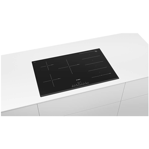 Bosch, 4 cooking zones, width 80.2 cm, frameless, black - Built-in Induction Hob