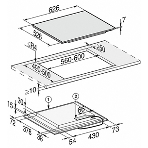 Miele, laius 62,6 cm, terasraamiga, must - Integreeritav induktsioonpliidiplaat