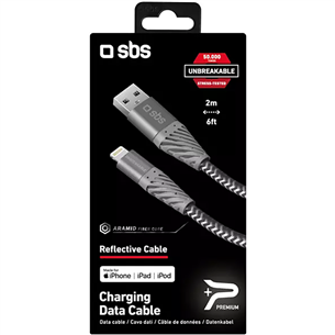 Kaabel SBS USB-A - Lightning 2A Reflective MFI (2 m)