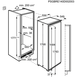 AEG, 311 л, высота 177 см - Интегрируемый холодильный шкаф