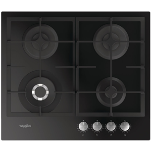 Whirlpool, width 59 cm, black - Built-in Gas Hob