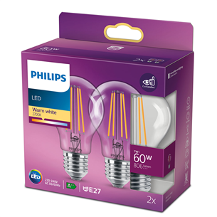 2 x LED lamp Philips (E27, 60W)