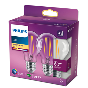 2 светодиодные лампы Philips (Е27, 60 Вт)