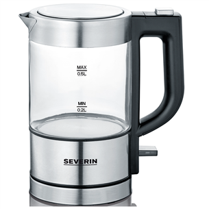 Severin, 0.5 L, clear/silver - Kettle WK3472