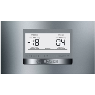 Bosch, NoFrost, 368 L,  height 203 cm, stainless steel - Refrigerator