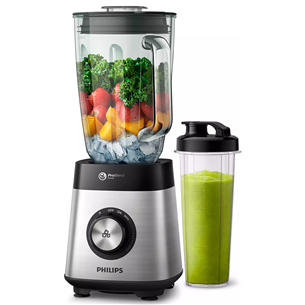 Philips, 1000 W, 2 L, inox/black - Blender + on the go bottle