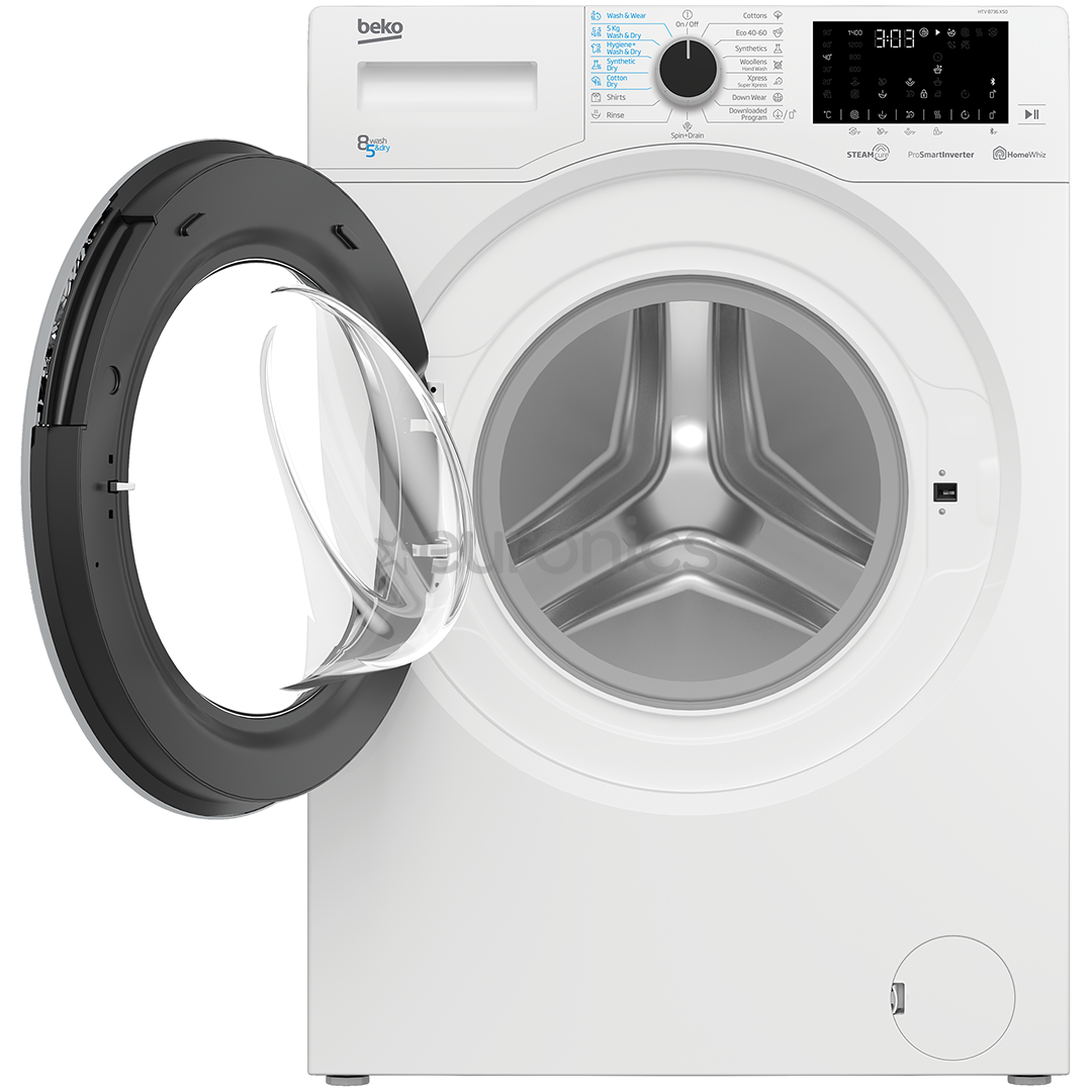 Beko 8/5 kg, sügavus 55 cm, 1400 p/m - Kuivatiga pesumasin