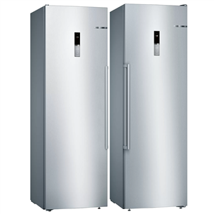 Bosch, 346 л + 242 л, высота 186 см, нерж. сталь - Холодильный шкаф + морозильник KSV36BIEP+GSN36BIFV