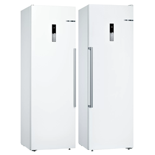 Bosch, 346 л + 242 л, высота 186 см, белый - Холодильный шкаф + морозильник KSV36BWEP+GSN36BWFV