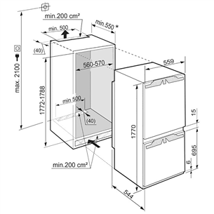 Built-in refrigerator Liebherr (178 cm)