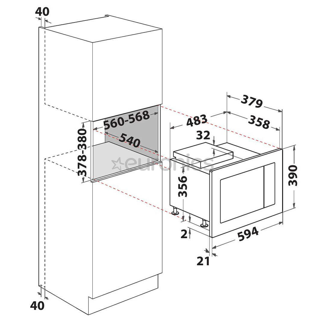 Whirlpool, 25 L, 900 W, must - Integreeritav mikrolaineahi grilliga