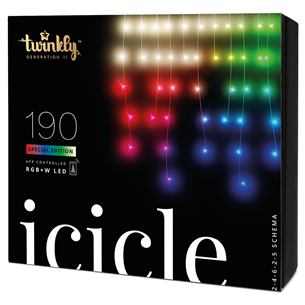 Twinkly Icicle Special Edition 190 RGB+W LEDs (Gen II), IP44, 8,5 m, läbipaistev - Nutikad jõulutuled TWI190SPP-TEU