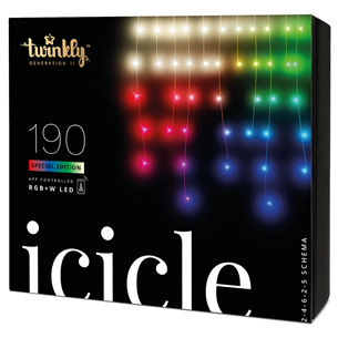 Twinkly Icicle Special Edition 190 RGB+W LEDs (Gen II), IP44, 8,5 m, läbipaistev - Nutikad jõulutuled