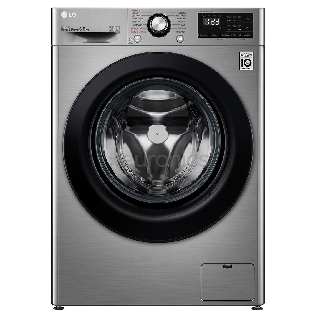 LG, 6,5 кг, глубина 45,5 см, 1200 об/мин, серый - Стиральная машина с передней загрузкой