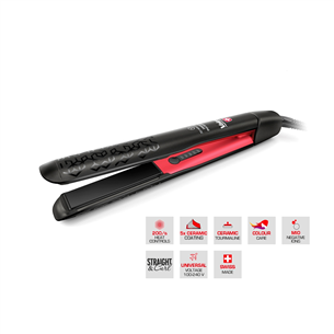 Valera Swiss'x PulseCare, 120-230 °C, red/black - Hair straightener 101.20/I