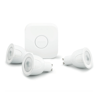 Philips Hue White and Color Ambiance, GU10, 3 шт. + мост, белый - Комплект умных ламп 929000261796