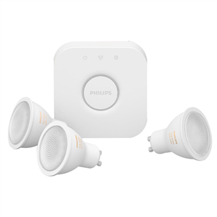 Philips Hue White and Color Ambiance Bluetooth, GU10, 3 tk + sild, valge - Nutivalgusti komplekt