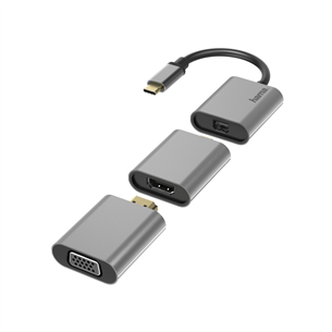 Video Adapter Set, 6 in 1, USB-C, Mini-DisplayPort, HDMI™, VGA Hama
