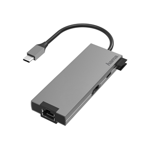 USB-C Multiport Adapter, 5 Ports, 2 x USB-A, USB-C, HDMI™, LAN/Ethernet Hama 00200109