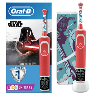 Braun Oral-B Star Wars, возраст 3+, дорожный футляр, красный - Электрическая детская зубная щетка D100STARWARSTRAVEL