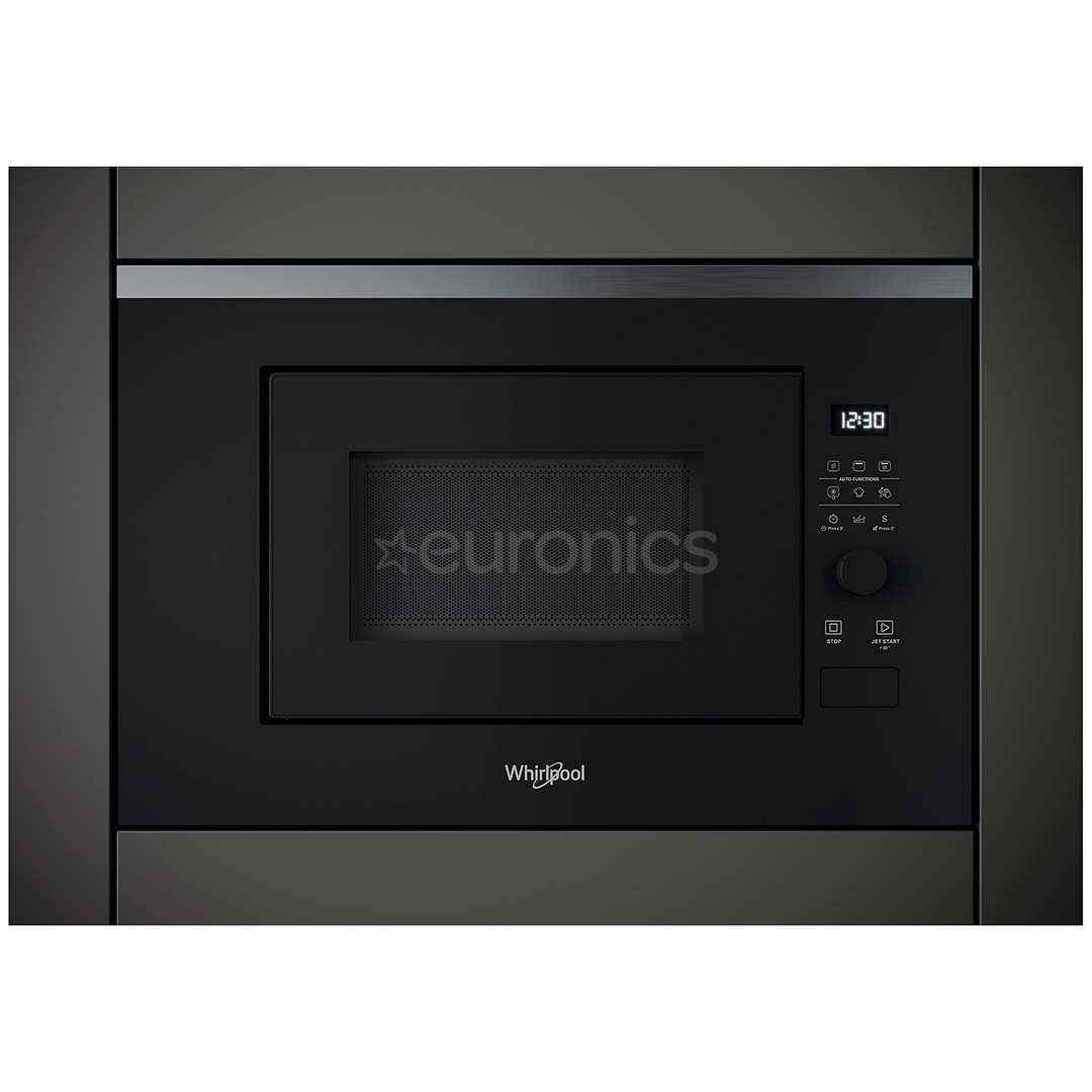 Whirlpool, 20 L, 800 W, black/inox - Built-in Microwave Oven with Grill