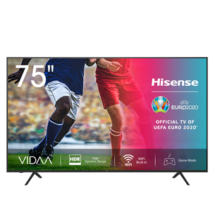 Hisense LCD 4K UHD, 75'', боковые ножки, черный - Телевизор