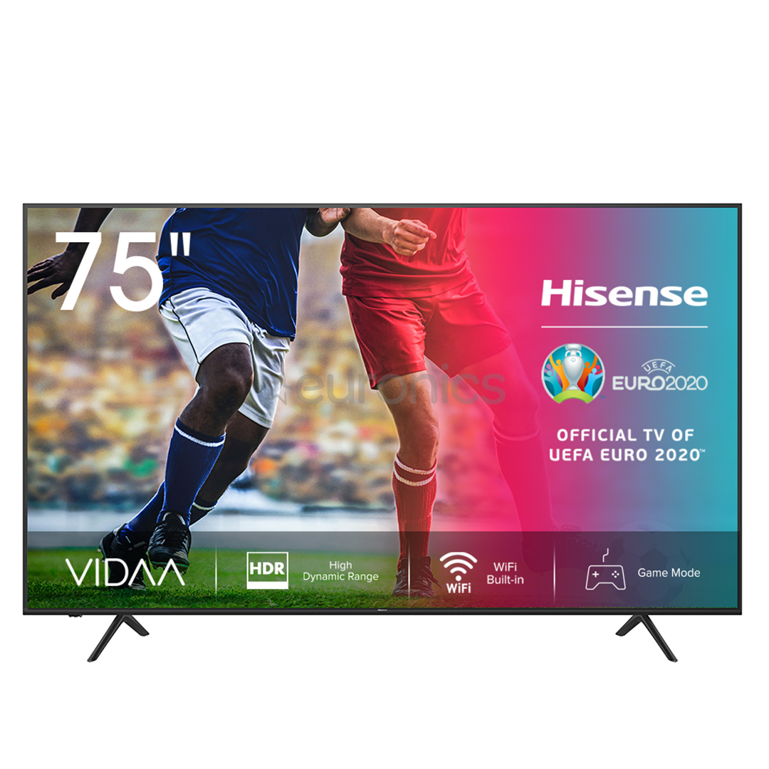 Hisense LCD 4K UHD, 75'', боковые ножки, черный - Телевизор