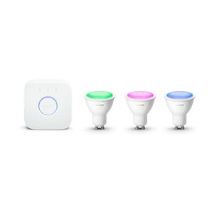 Philips Hue White and Color Ambiance Bluetooth, GU10, 3 шт. + мост, белый - Комплект умных ламп 929001953103