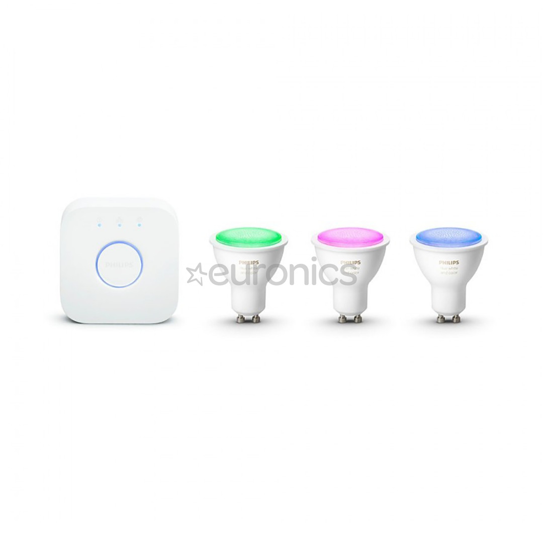 Philips Hue White and Color Ambiance Bluetooth, GU10, 3 pcs + Bridge, white - Smart Light Starter Kit