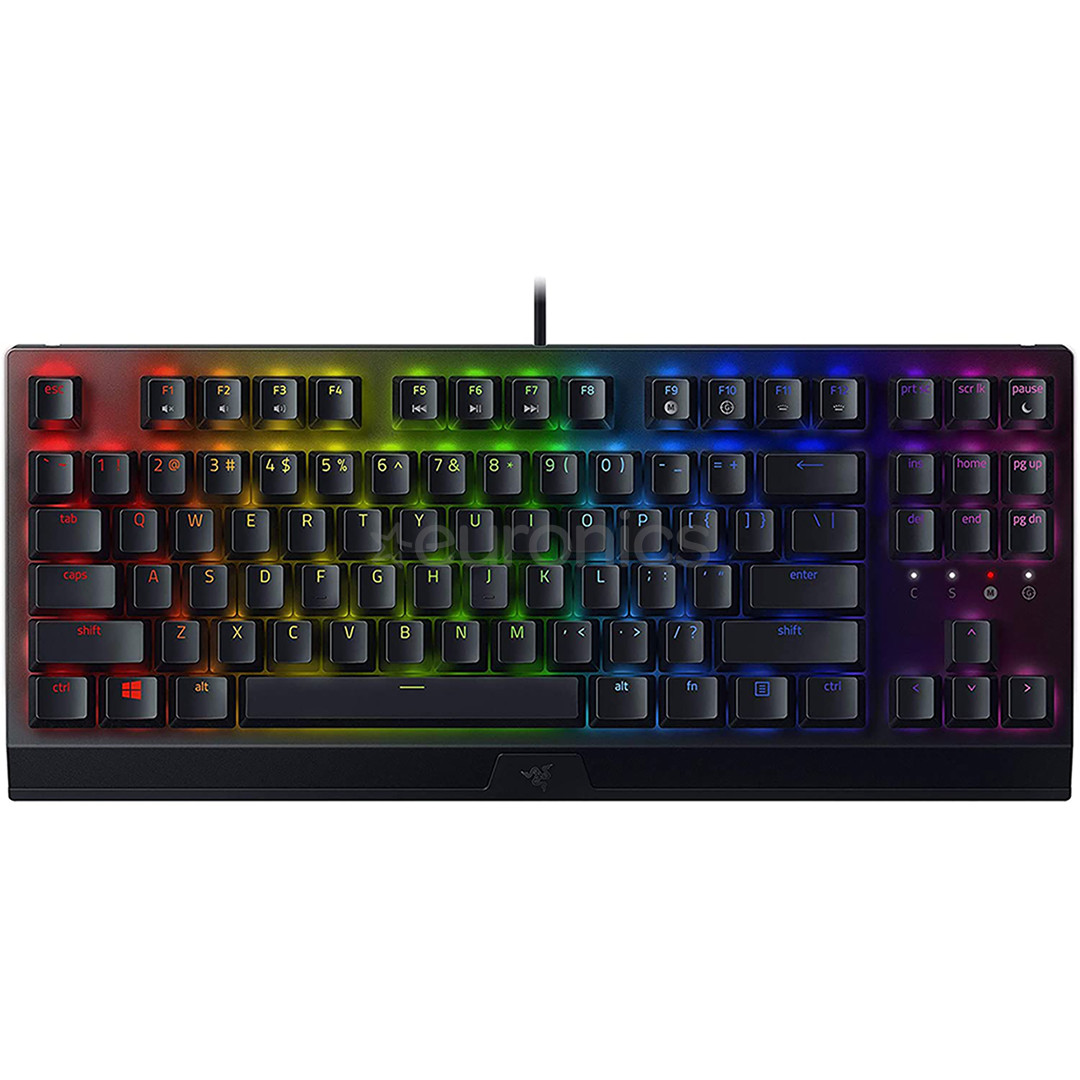 Razer BlackWidow V3 TKL Razer Green Switch, US, must - Mehaaniline klaviatuur