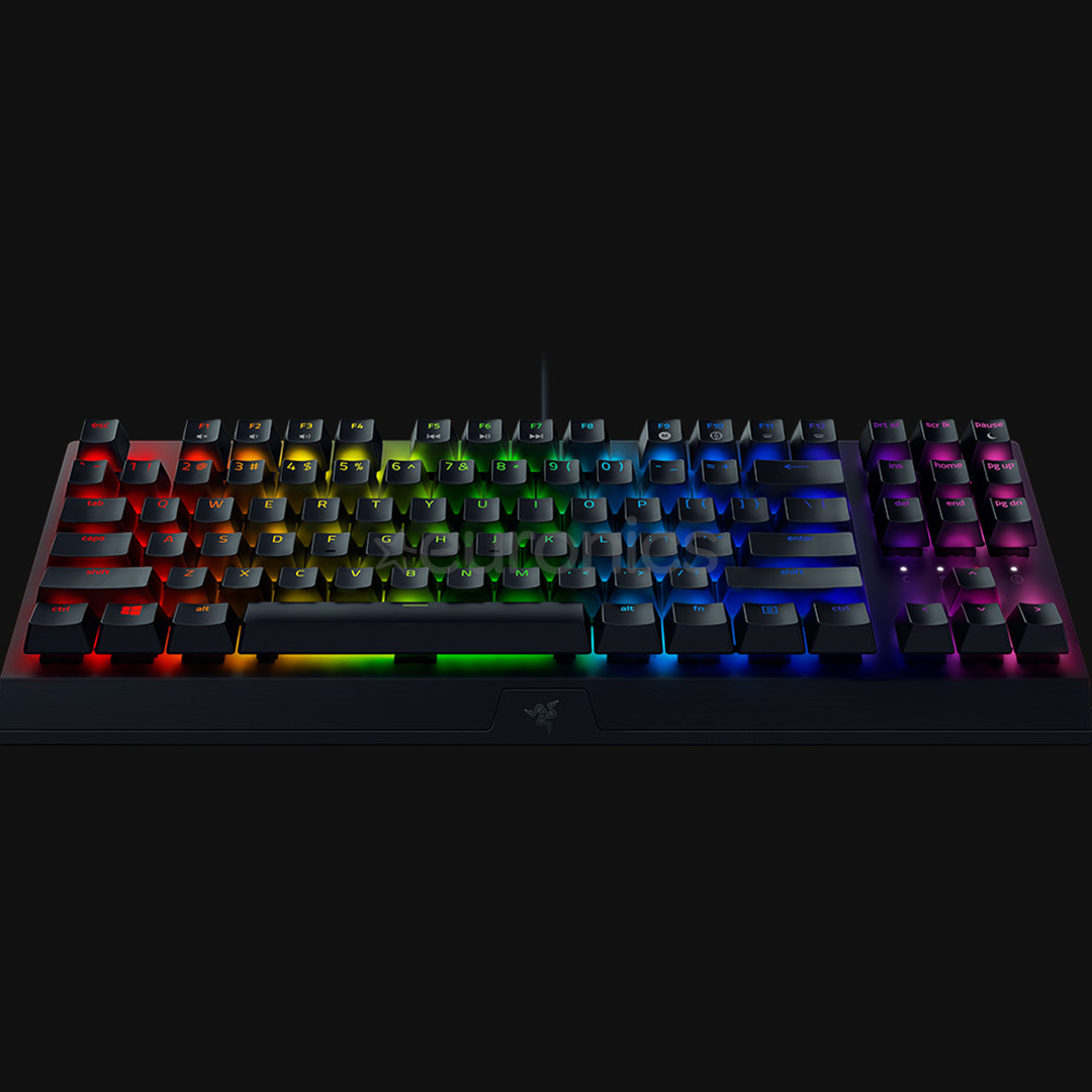 Razer BlackWidow V3 TKL Razer Green Switch, US, must - Mehaaniline klaviatuur